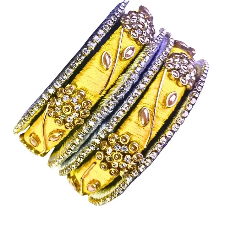 Sunshine Elegance – Yellow Thread Bangle Set