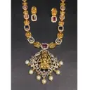 Multicolor Temple Lakshmi Haaram Set - Long (Imitation Jewellery)