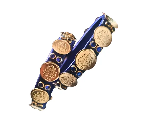 Royal Blue Lakshmi Coin Silk‑Thread Kadas – Pair of 2