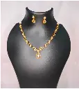 Elegant Gold-Plated Necklace Set with Teardrop Pendant & Matching Earrings