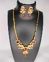 Royal Pink Stone Gold-Plated Necklace Set with Matching Earrings