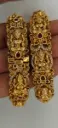 Antique Gold-Plated Lakshmi Temple Bangles with Kemp Stones