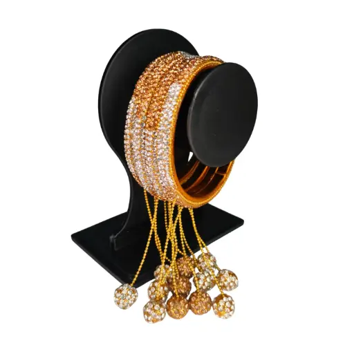 Gold & Silver Crystal Dangler Bangles (Imitation Jewellery)