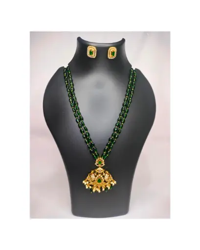Monalisa Beads Haram Set with Antique Pendant & Earrings