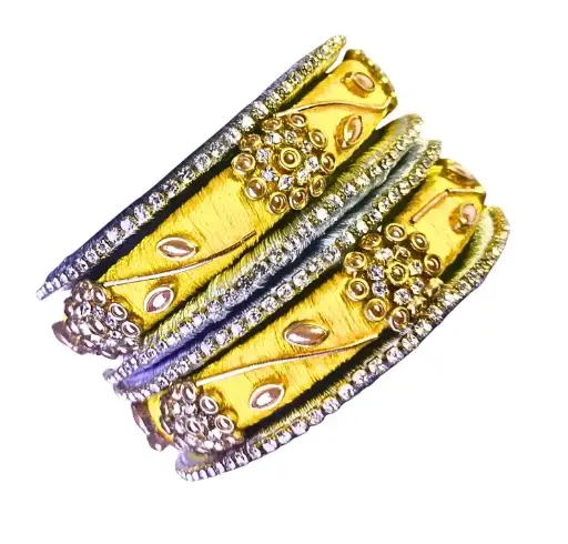 Sunshine Elegance – Yellow Thread Bangle Set